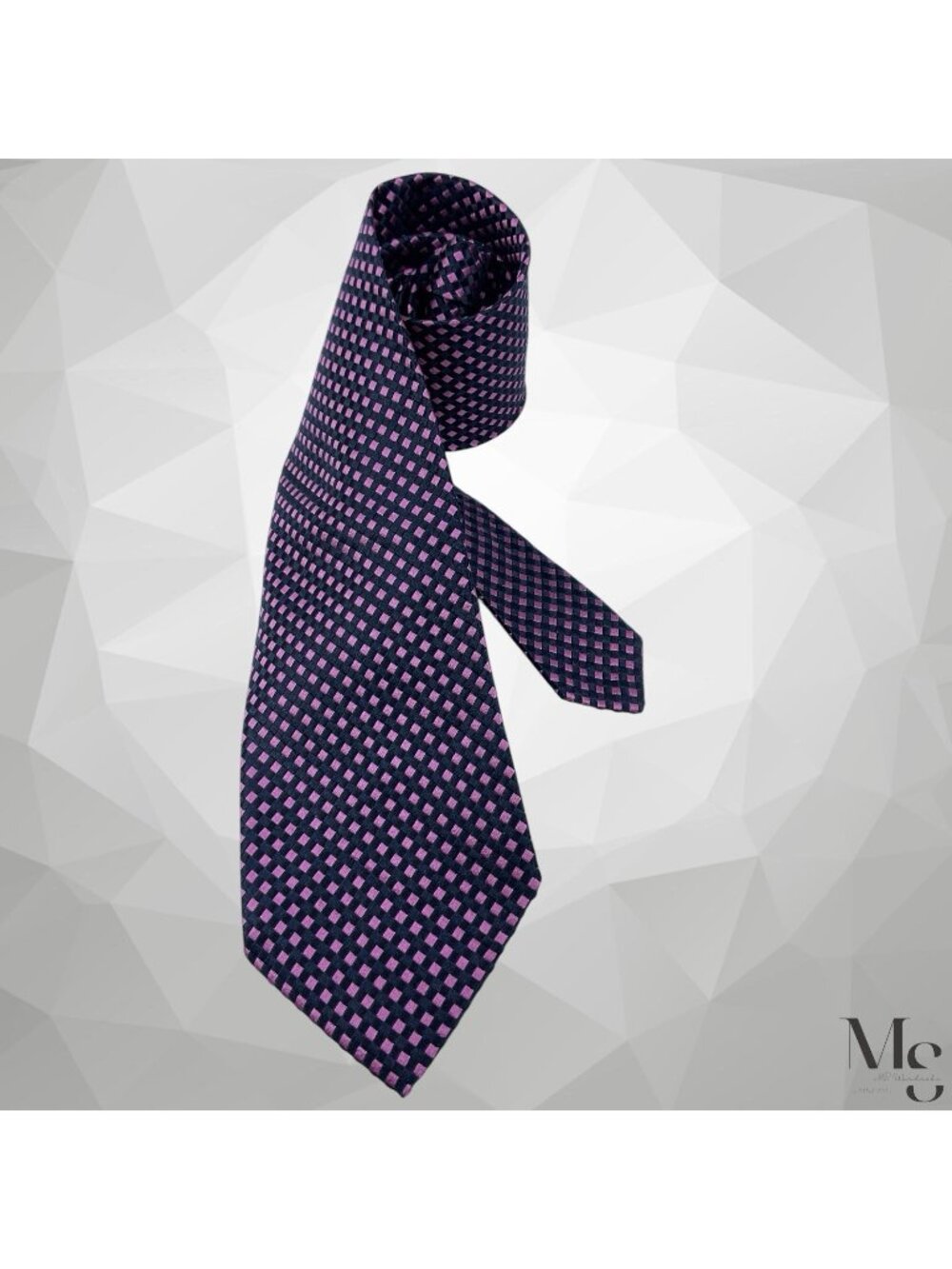 CHARVET PLACE VENDÔME Purple Plaid Silk Tie Made In France 58"-3.75” EUC